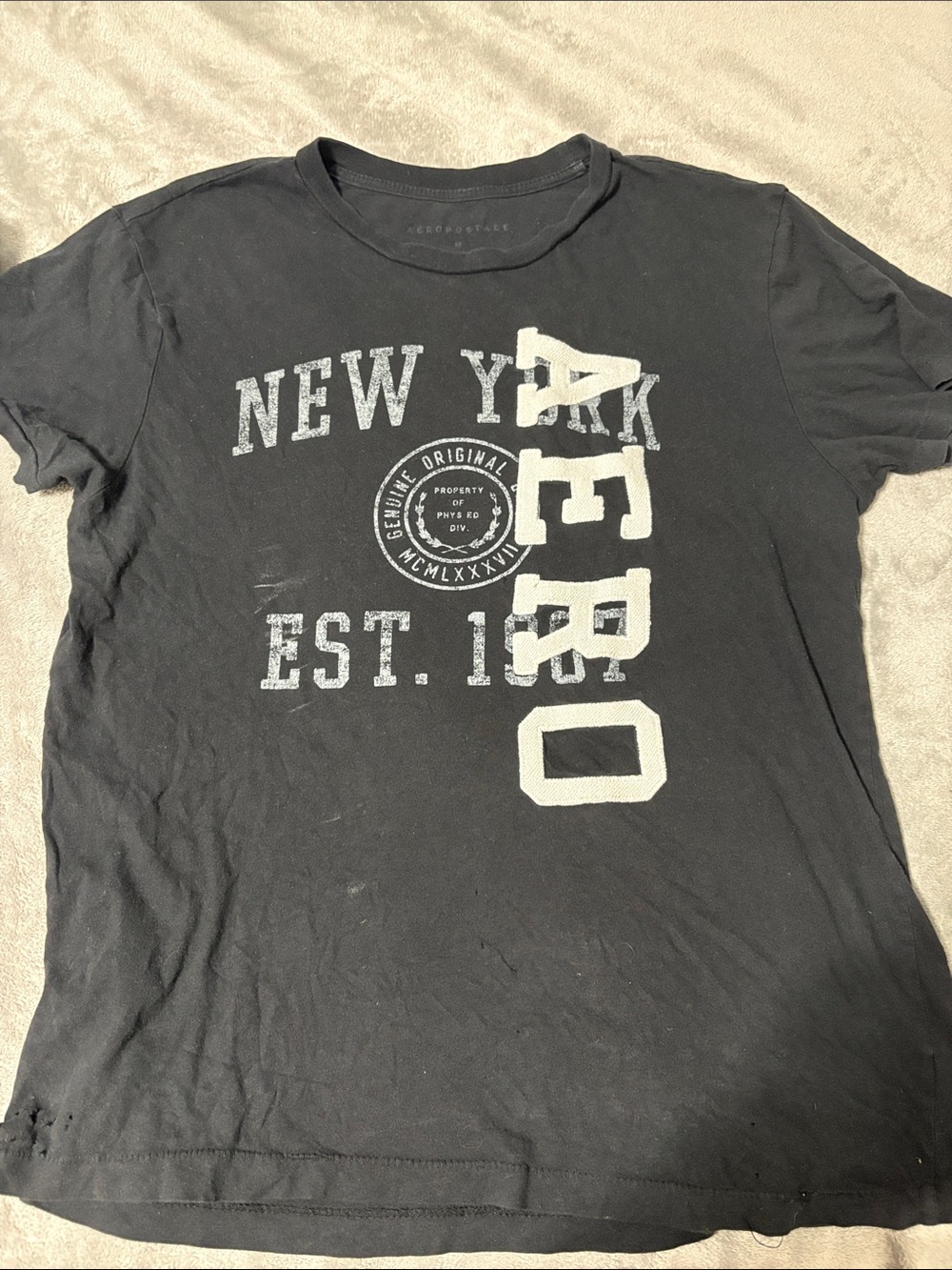 Aeropostale Black Men's Graphic Tee with White 'AERO' Vertical Print
